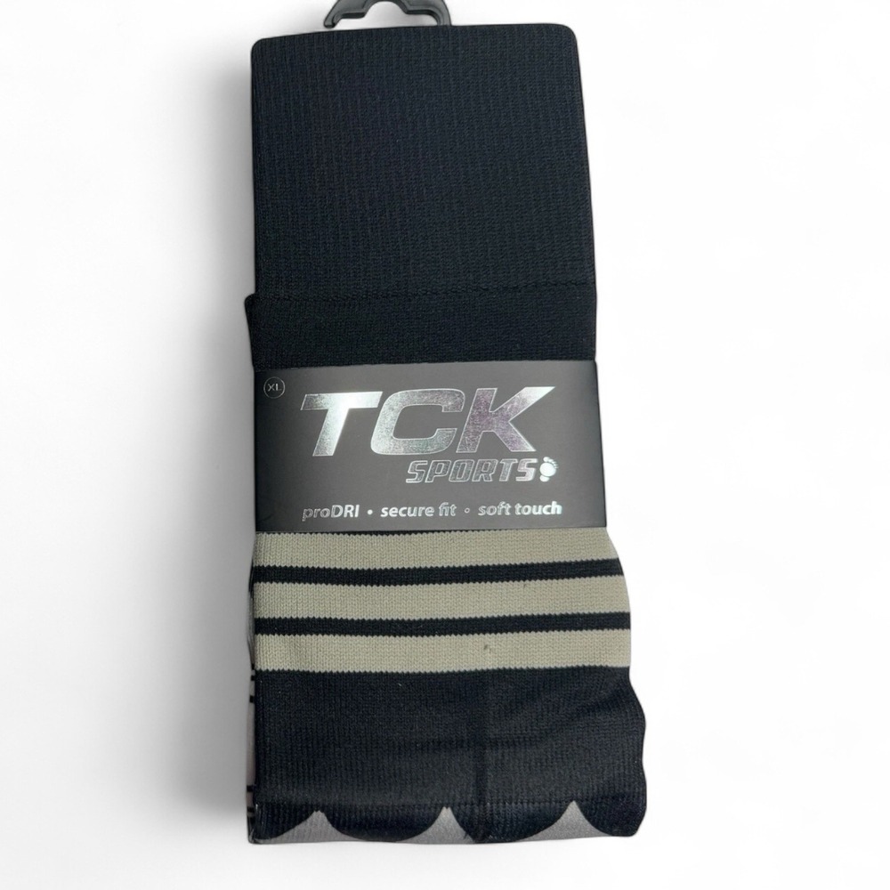 TCK Cooperstown Baseball Socks Size XL Black Gray Diamond Stripe NWT